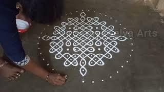 Border kambi kolam | 11 dots kambi kolam | sikku kolam | margazhi kolangal | SathyaSelva Arts