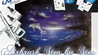 Airbrush Tutorial Stencil AS-038 "Lagoon" UMR-Design (English/Deutsch)