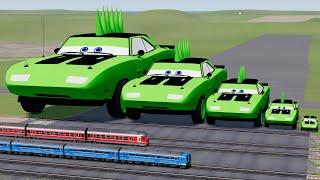 Big & Small Green Dino vs Train Thomas| BeamNG Drive | BimTestCrash