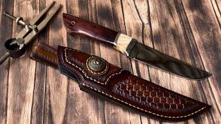 How to make a leather knife sheath- full process - leather craft - Puukko knife.