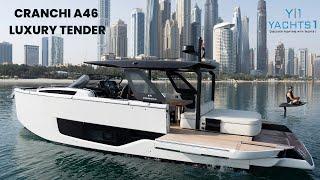 Experience the US$1.6 million Cranchi A46 luxury tender at the Dubai Boat Show 2024.