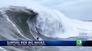 Mavericks surfers ride massive waves near Half Moon Bay