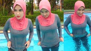 New Asian Beautiful Hijab Style Simple Outfit Berenang Terbaru kelihatan Cantik Banget