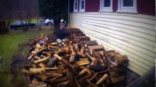 Stacking a Face Cord of Firewood in 2 Minutes (60x time-lapse)