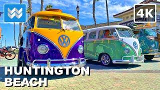 [4K] Volkswagen VW Bus Show in Huntington Beach Pier California Kowabunga Van Klan Walking Tour