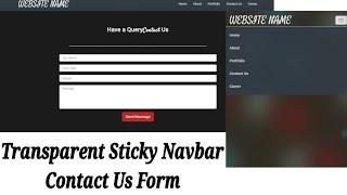 Transparent Sticky Navbar And Contact Us Form