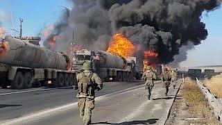 20 US Troop Fuel Trucks Blow Up by Russian Missiles While Heading to the Border