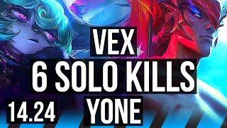 VEX vs YONE (MID) | Legendary, 6 solo kills, 15/2/2 | KR Diamond | 14.24