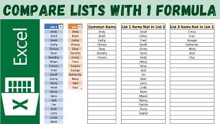 Compare Two Lists and Find Matches & Differences with 1 Formula - Excel Magic Trick