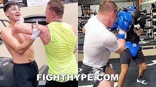 CANELO WRESTLES & SPARS RYAN GARCIA & BROTHER SEAN; "FOREARM TO THROAT" FUN IN CAMP FOR CAMPBELL