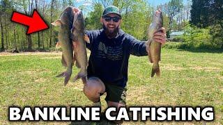 Bankline Catfishing a FLOODED River w/ My Girlfriend!! (Catch Clean Cook)