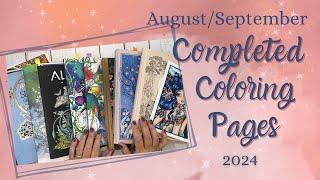 August and September 2024 Completed pages and Coloring Plans for October | Adult Coloring