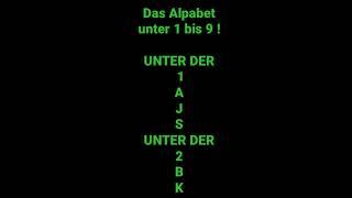 DAS ALPABET UNTER DER 1 BIS 9 ! UNTER DER 1 AJS. UNTER DER 2 BKT ...  USW.