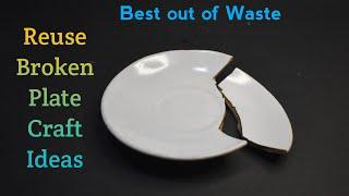 Reuse Broken Plate Craft ideas | Best Out of waste | How to reuse broken plates DIY Room Home Decor