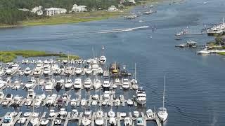 Drone footage of Carolina Beach and marina