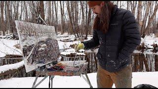 Plein Air Painting: February Snowfall, Montana