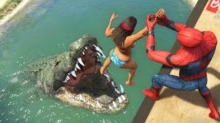 GTA 5 Water Ragdolls | SPIDERMAN vs Alligator