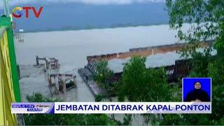 Detik-detik Jembatan Pedamaran Rusak Ditabrak Kapal Ponton, Riau #BIS 16/09