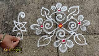 Friday Special Rangoli Design2 Dots Sukravaram muggulu DesignsSimple Side Border Rangoli Designs