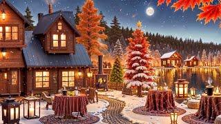 Rhythmic Winter Jazz Melodies  Cozy Outdoor Coffee Shop Ambiance with Smooth Instrumental Jazz