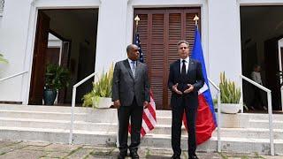 Conférence de presse du Secrétaire d'État américain Antony Blinken lors de sa visite en Haïti