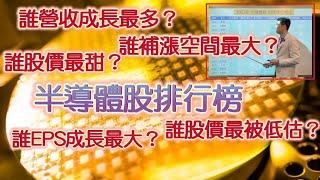 #半導體股 排行榜 誰補漲空間最大?誰股價最甜?營收成長最多? EPS成長最多? 台積電 聯電...