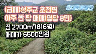 매물#221)(급매)성주군 초전면 아주 싼 땅 매매(평당 8만) 전 2700m²(816평) 매매가 6500만원_성주촌집매매.성주땅매매.성주전원주택매매