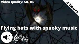 Spooky moon | Flying bats with spooky music | 4 hours of bats flying for Halloween