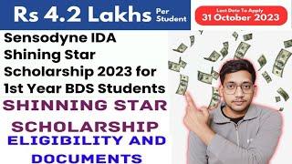 Sensodyne IDA Shining Star Scholarship Programme 2024-25 | BDS Scholarship INR 1,05,000 Per year 