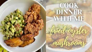 COOK DINNER WITH ME | FRIED OYSTER MUSHROOM | CHICKPEA PESTO SALAD | EASIEST METHOD | DINNER IN 30