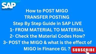 SAP MIGO Transfer Posting from material to Material   Material to Obselete How #MIGOSAP #sap #sapmm