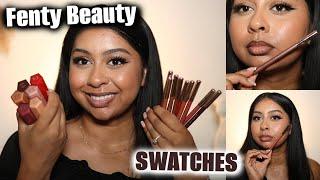 I SWATCHED ALL THE FENTY BEAUTY NEW LIP LINERS AND GLOSS STIX