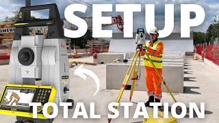 How to set up a Total Station / EDM step by step || 2024 Leica iCON Tutorial