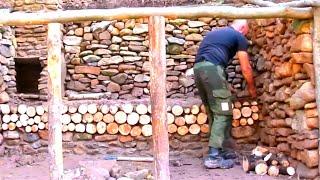 Rock, Wood, Clay – He Built a Dugout Shelter in the Forest with His Own Hands – Start to Finish!