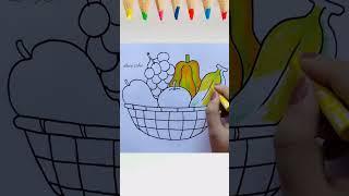 Fruits Basket Drawing|| Fruits Drawing #shorts