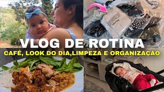 VLOG DE ROTINA: CAFÉ DA MANHÃ, LOOK DO DIA, ALMOÇO SIMPLES, LIMPEZA E ORGANIZAÇÃO DA CASA