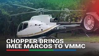 WATCH: Via chopper, Imee Marcos arrives at VMMC to visit Zuleika Lopez | ABS-CBN News