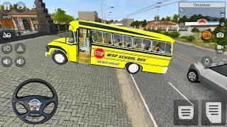 Yellow US School Bus Drive In Indonesia - Bus Simulator Asia 2023 - Android Gameplay