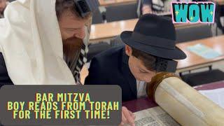 Bar-Mitzvah boy reads from Torah for the very first time!!!