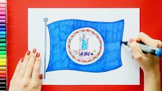 How to draw Flag of Virginia State, USA