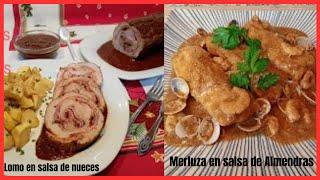 MERLUZA EN SALSA DE ALMENDRAS Y  LOMO RELLENO EN SALSA DE NUECES,2 recetas NAVIDEÑAS riquísimas️