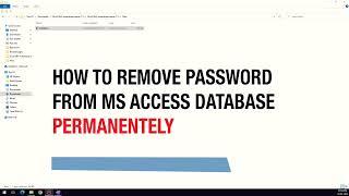 how to remove password from MS Access database permanently | decrypt MS Access Database