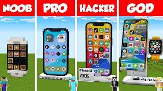 Minecraft WORKING IPHONE 15 PRO MAX HOUSE BUILD CHALLENGE - NOOB vs PRO vs HACKER vs GOD