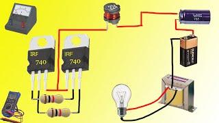 MOSFET TRANSISTOR INVERTER|HOW TO MAKE MINI INVERTER USING MOSFET IRF 740|DIY 12V INVERTER CIRCUIT