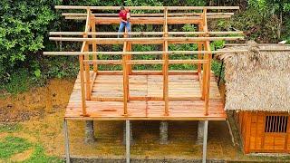 120 Days: building a 17-year-old girl's dream wooden house | live with nature