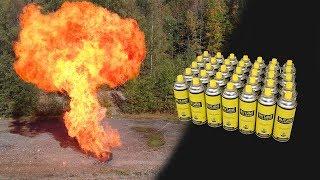 HUGE 35X Aerosol EXPLOSION! (Butane)