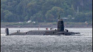 Vanguard class submarine heading up the Clyde towards Loch Long