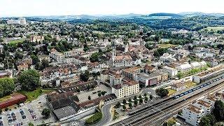 Drone Views of Switzerland in 4k: Frauenfeld / Thurgau