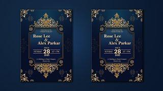 How To Design Wedding Invitation Card With Gold Floral in Photoshop