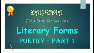 Metrical Romance, Ballad, Lyric, Poetry, Literary Forms, Background to English Literature, Genres